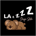 Sleeping koala with "Lazzzz" text design.